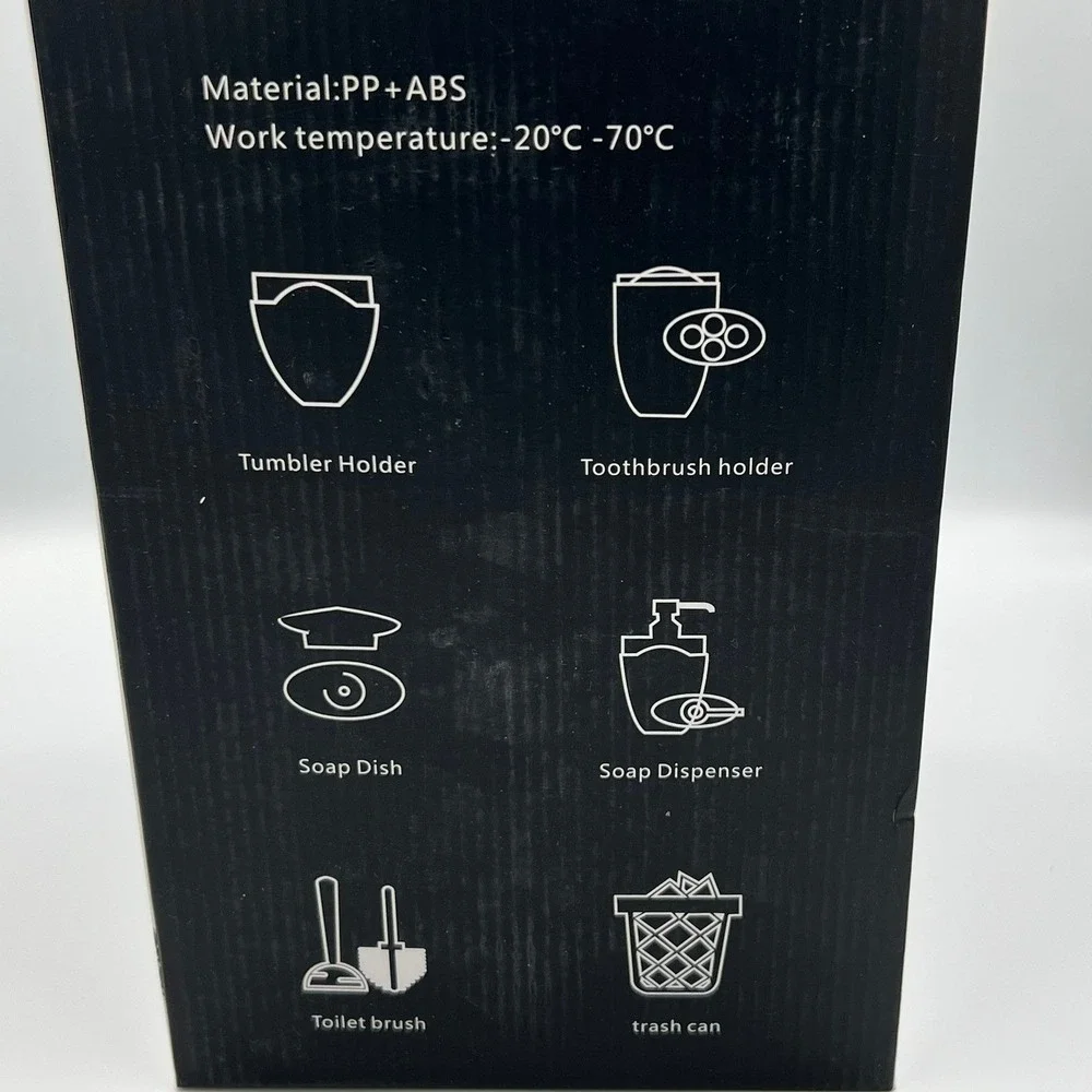 IMAVO Bathroom Accessory Set 6 Piece Grey Modern Cobblestone New